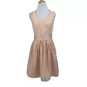 White by Vera Wang Short Halter V Neck Dress Size 4 Blush Pink T Strap Back READ - Picture 1 of 12