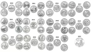2010-2021 P&D COMPLETE 112 BU AMERICA THE BEAUTIFUL NATIONAL PARKS QUARTERS - Picture 1 of 5