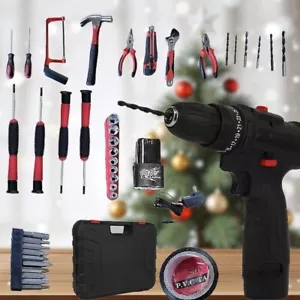 128PC Power Tool Set w/36V Drill+ImpactWrench+Screwdriver+Ratchet Home/DIY - Picture 1 of 19