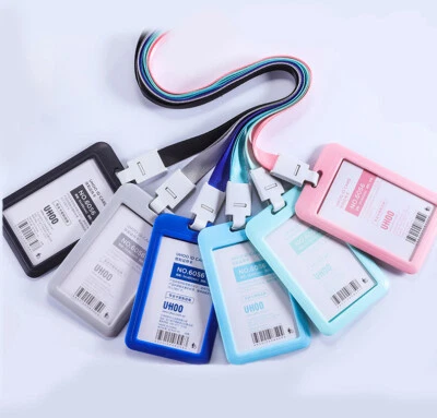 Waterproof ID Badge Holder Hard Plastic Card Case Slim Lanyard Protector - Image 1 of 4