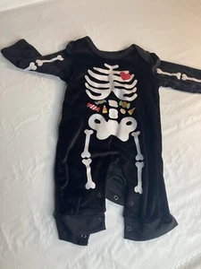 Baby Starters Skeleton Long Sleeve Velour Coverall Black 3 Months - Picture 1 of 3