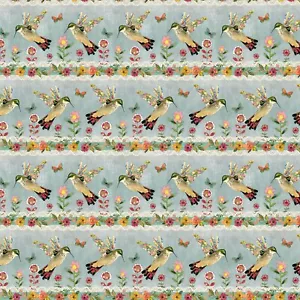 Tessuto colibrì giardino a righe leggere su cotone BENARTEX 1/4 iarda 12991B-84 - Foto 1 di 7