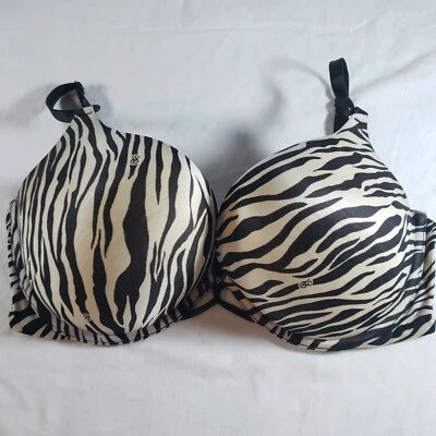 Sujetador Victoria's Secret 36B Bombshell Miraculous Plunge negro blanco cebra Foto 1 de 4