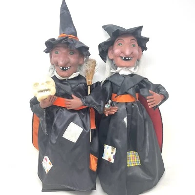 Halloween Vintage Bruxa 1998 Funny Toys Corp Light Up Motion 19" Conjunto de Dois - Imagem 1 de 4