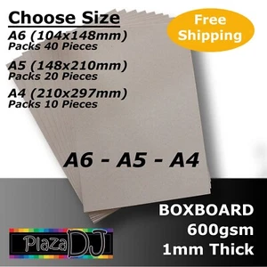 A6 A5 A4 BoxBoard Backing Card ChipBoard 600gsm 1mm Grey ReCycled #B13AX - Picture 1 of 5