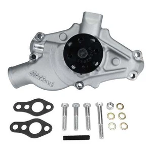 EDELBROCK 88100 VICTOR SERIES SHORT WATER PUMP SATIN FINISH SB CHEV 283-400 V8 - Picture 1 of 5