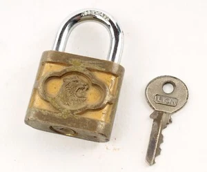 Advertising Pad Lock Brass Antique "Lion"-BD-73 - Picture 1 of 8