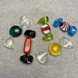 Lotto 5 pezzi di caramelle avvolti in vetro artistico stile Murano vintage - Foto 1 di 8