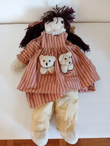 Bambola di pezza Vintage anni 80 Rag Doll 50 cm con vestito - Foto 1 di 8