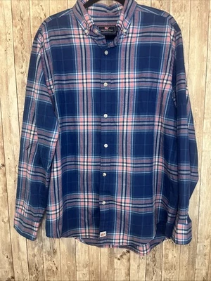 Vineyard Vines Azul y Rosa Cuadros Ajuste Clásico Murray Performance Abotonada Talla L Foto 1 de 4