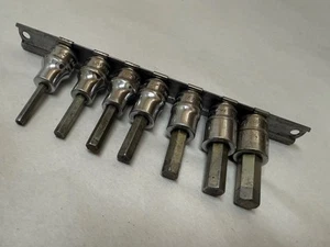 USA Snap-On 7 pc Metric 3/8" Drive Chrome Hex Bit Socket Driver Set 4 to 10mm - Foto 1 di 3