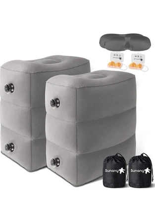 2 张阳光充气旅行足部休息枕头,儿童和幼儿飞机床 — 第 1/4 张图片