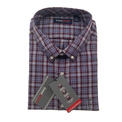 Camisa de vestir Roundtree & Yorke TravelSmart grande y alta para hombre 2XB a cuadros NUEVA Foto 1 de 4