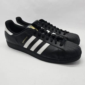 Adidas Superstar Foundation Men's 20 Black White Gold Shoes B27140 - Picture 1 of 10