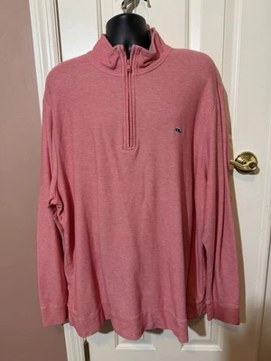 Pullover Vineyard Vines manga larga 1/4 cremallera para hombre 2XB algodón coral rosa Foto 1 de 4