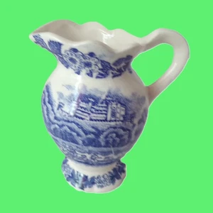 Brocca 4 pollici Transferware ceramica crema con castello - Foto 1 di 9