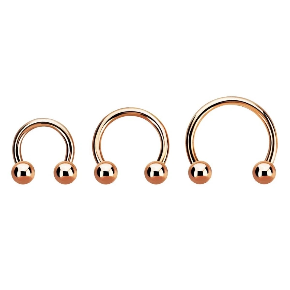 ❤ 1,2 mm Hufeisen Rosengold Basic Ohr Piercing Circular Barbell Kugeln Rosé - Bild 1 von 1