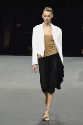 Falda DRIES VAN NOTEN 2001 Pasarela Gasa Drapeada Volantes Capa Forro a Presión 36 Foto 1 de 4