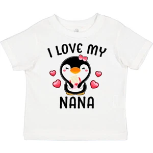 Inktastic I Love My Nana With Cute Penguin And Hearts Toddler T-Shirt Valentines - Picture 1 of 7