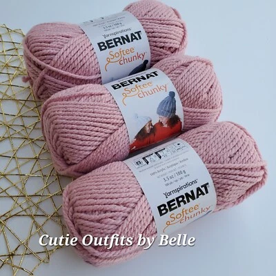3 PACK Gray Rose Bernat Softee Chunky Yarn, MORE Colors, Super Bulky 3.5 oz/100g - Image 1 of 4