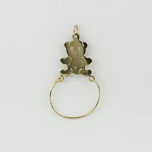 14k Yellow Gold Teddy Bear Charm Pendant Holder - Picture 1 of 2