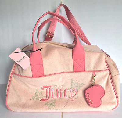 Juicy Couture Wingin It Pink Rhinestone Butterfly Weekender Handbag 15 x 13 x 10 - Image 1 of 4