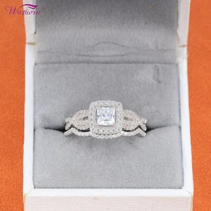 Wuziwen 1.5CT Dazzling Wedding Engagement Promise Ring Sets CZ Sterling Silver - Picture 1 of 11