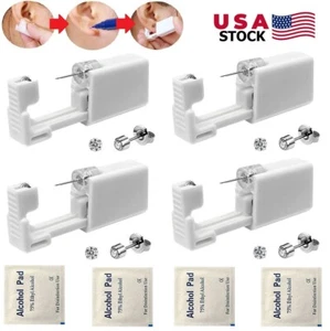 4Pcs Safety Ear Piercing Kit Disposable Self Nose Piercing Gun with Ear Stud USA - Picture 1 of 12