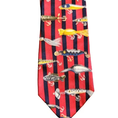 Corbata señuelos de pesca Roundtree & York para hombre 100 % seda cosida a mano hecha en EE. UU. Foto 1 de 4