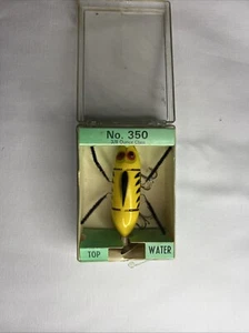 Vintage Crazy Legs Fishing Lure - No. 350 Black Body And Legs With Box Yellow - Picture 1 of 10