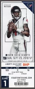 Saquon Barkley TD #2 ROOKIE 9/23/2018 Giants Texans MINT Ticket DESHAUN WATSON - Picture 1 of 8