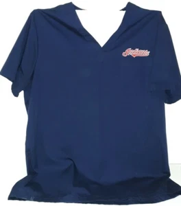 Camiseta exfoliante de béisbol médica Cleveland Indians MLB talla XL cuello en V con bolsillo - Imagen 1 de 6
