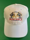 Embroidered Racing Adjustable Adult White Hat
