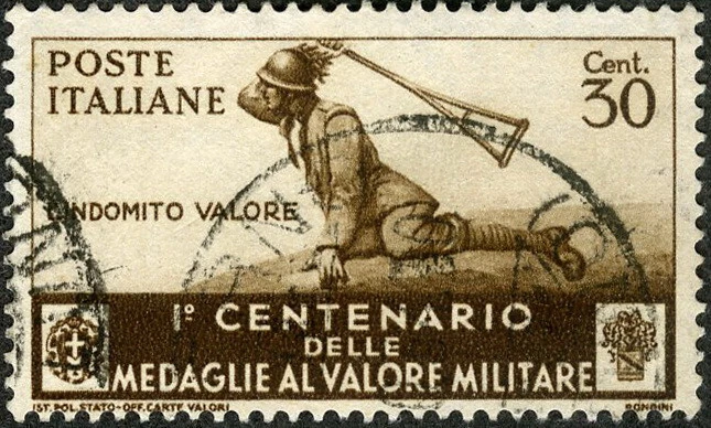 Italia 1934 Centenario Militar Medalla Valor Usado (SC# 335) Foto 1 de 1