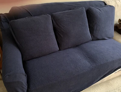 Funda protectora de sofá elástica PureFit - Funda de sofá suave antideslizante azul marino EasyFit Foto 1 de 3