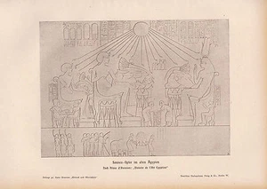 1903 ASTRONOMÍA IMPRESIÓN ALEMANA ~ SACRIFICIO DEL SOL EN EL ANTIGUO EGIPTO - Imagen 1 de 1