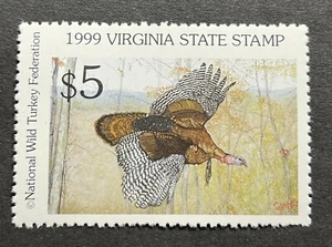 1999 NWTF National Wild Turkey Federation Stamp **VIRGINIA** MNH **Unlisted?? - Picture 1 of 2