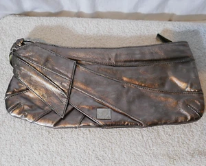 KOOBA Hope Pewter Leather Buttery Soft Pleated Clutch Bag. - Picture 1 of 10