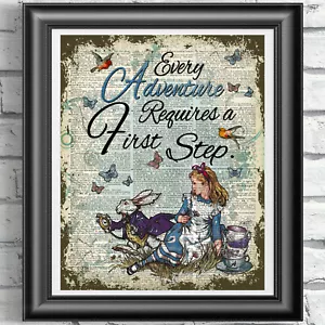 Alice In Wonderland Quote Vintage Dictionary Book Page Print Wall Art Picture - Picture 1 of 3