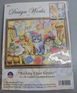 Design Works ROCKING CHAIR KITTENS Counted Cross Stitch Kit - NEW Sealed - Picture 1 of 2