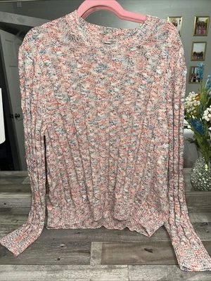 J.crew Factory Marled Crew Neck Sweater Women Sz XXL Pink/blue Pullover - Image 1 of 4