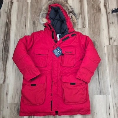 Vintage Down Polo Sport Ralph Lauren Puffer Parka Jacket L Fur Hood - Image 1 of 4