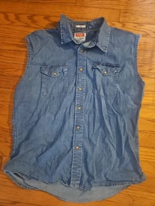 Wrangler Blue Denim Sleeveless Cut Off Sleeves Sleeveless Size Xl - Picture 1 of 4