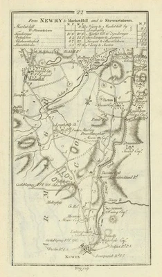 #22 Newry to Markethill… Poyntzpass Acton Mountnorris. TAYLOR/SKINNER 1778 map - Image 1 of 2