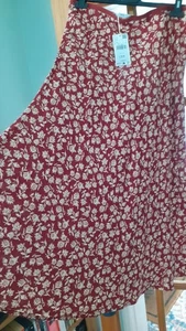 Long Red Floral Maxi Skirt MANGO BNWT L 14? - Picture 1 of 6
