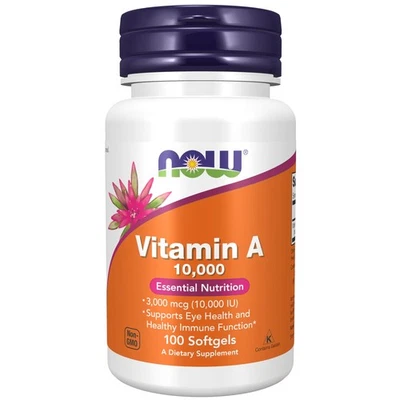 Vitamina A 10000 UI Cápsulas Blandas No OGM Apoya la Salud Ocular Función Inmune 100 C... Foto 1 de 4