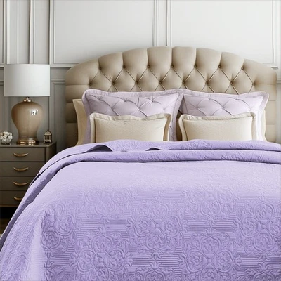 Quilt Coverlet Bedspread Embossing Lightweight Quilt Queen Size 96x96" Purple - Image 1 of 4