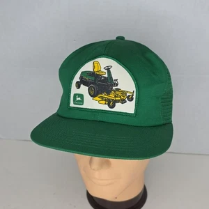 Vintage John Deere Tractor Hat Snapback Trucker Cap Patch Green Made In USA - Picture 1 of 7