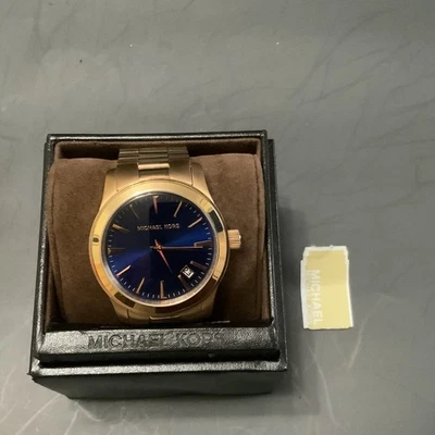 Michael Kors Watch Mk-7065 Rose Gold With Date Display Blue Dial.  Boxed Book - Image 1 of 4