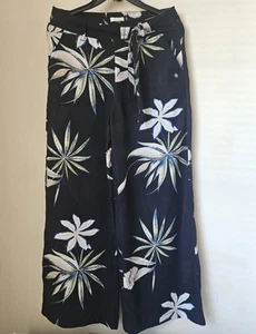 summer Pants women ROXY size 4 color black with flowers - Picture 1 of 2